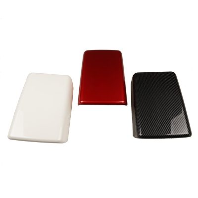 Armrest Box Covers - red, white and carbon fibre pattern - front view