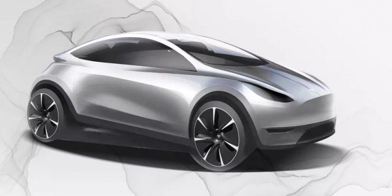 China sketched compact tesla car teaser