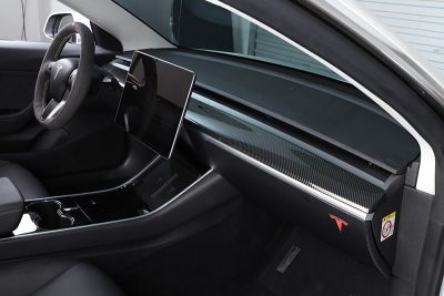 Carbon fibre dashboard trim installed in car