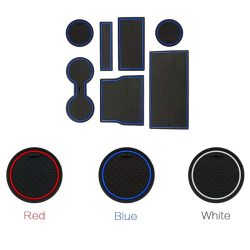 Tesla Model 3 center compartment mats colours red, blue and white