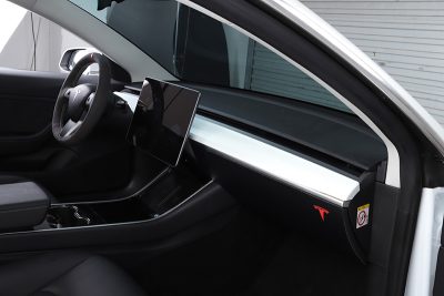 White dashboard trim installed in car