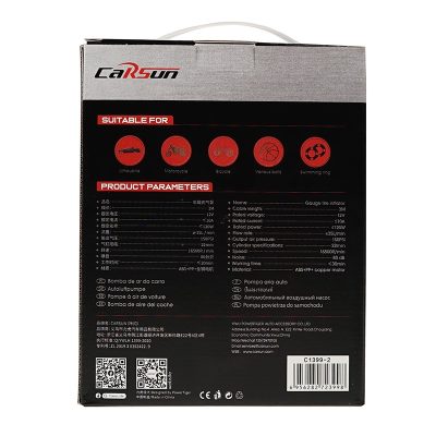 Carsun Portable Tire Inflator in box - Back