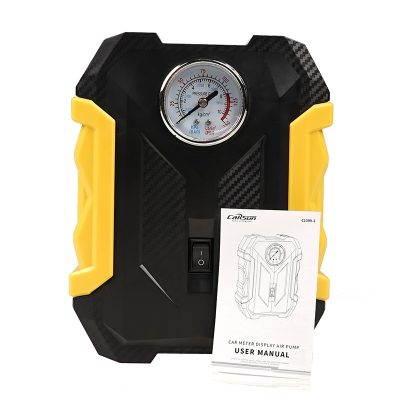 Carsun Portable Tire Inflator with user manual - Front view