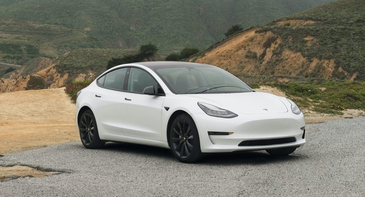 The Tesla Model 3 in the mountains