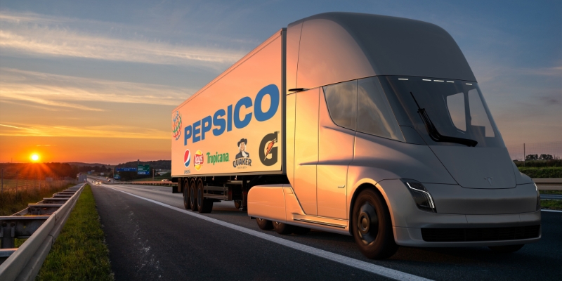 The Tesla Semi trucks in collaboration with PepsiCo from December 2022
